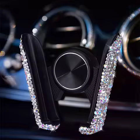 Soporte de cristal ostentoso para teléfono de coche, soporte Universal para salida de aire, Clip para teléfono móvil, soporte para teléfono inteligente Ahorra