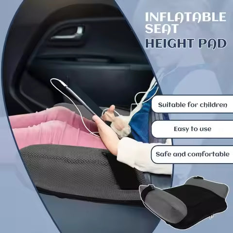 Asiento de coche elevador inflable, cojín de asiento inflable de viaje de PVC, cómodo asiento de coche portátil estrecho sin respaldo para niños 4.9