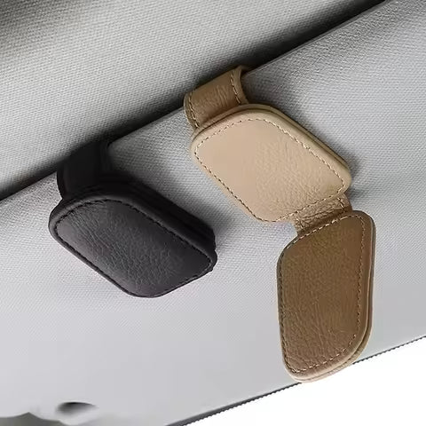 Soporte para Gafas de Sol (1 Pieza), Apto para Parasoles de Coche, Clip Magnético de Cuero para Gafas de Sol y Clip para Boletos, Accesorios para Parasoles de Coche
