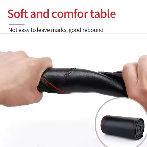 Funda de Cuero Genuino para Volante de Coche , Protector de Volante Trenzado, Accesorios Antirrayaduras para Volante