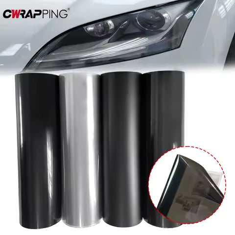 40cm faro trasero de coche humo negro películas de PVC tinte faro cubierta de envoltura pegatinas para accesorios de motocicleta y coche - con monedas