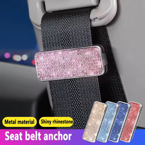 Limitador de cinturón de seguridad de coche con diamantes de imitación, abrazadera de Clip para cinturón de seguridad antideslizante ajustable para automóvil, accesorios de decoración para mujer por Ud., ≥ 2 Uds