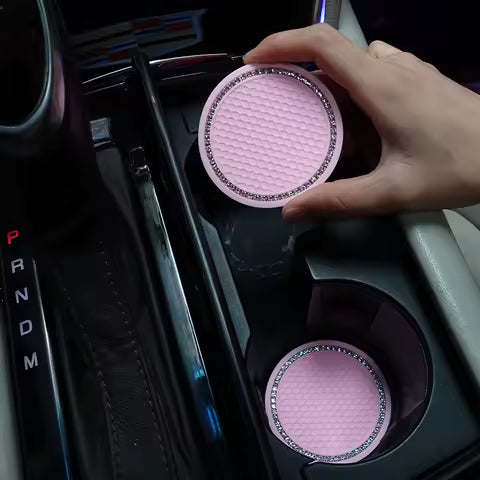 Posavasos para coche, soporte para vasos, alfombrilla antideslizante, dispositivo de silicona, esteras redondas de aislamiento térmico, accesorios de Interior de coche, 1/2 Uds. - con monedas