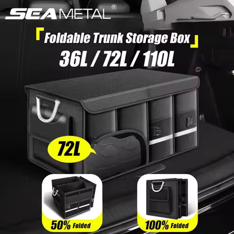 Caja de almacenamiento de maletero plegable, tela Oxford impermeable, organizador de coche de gran capacidad de 110L para acampar/pesca, fácil de llevar por Ud., ≥ 5 Uds Ahorra