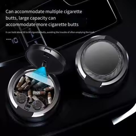 Cenicero LED portátil para coche, Cenicero Universal para coche, soportes para cenizas de cigarrillos, decoración Interior de coche, caja de soporte para automóvil sin humo Ahorra