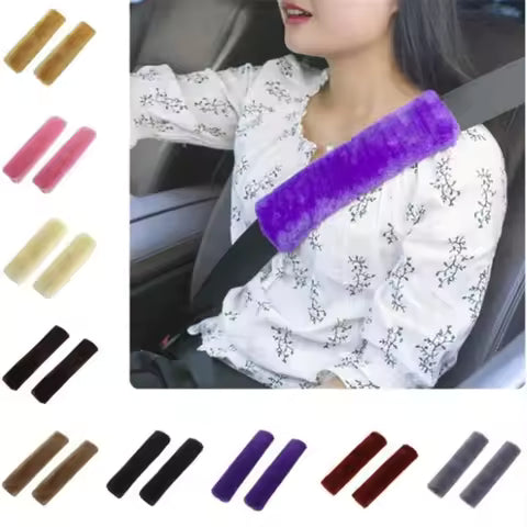 Nuevo 2 uds cinturón de seguridad de coche hombrera cómoda cinturón de seguridad de conducción vehículo suave de felpa correa de coche arnés cubierta decoración Ahorra
