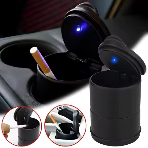 Cenicero de coche, Cenicero de aleación LED, taza de plástico, Cenicero automático portátil sin humo, retardante de llama, soporte para cigarrillos, accesorios por Ud., ≥ 2 Uds