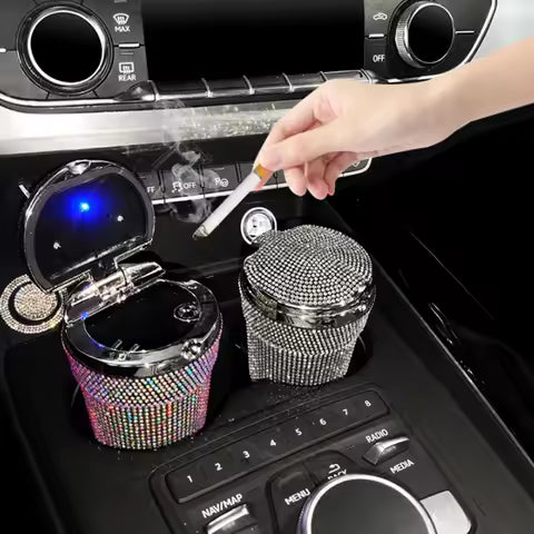 Cenicero portátil para coche, accesorio sin humo con indicador de luz LED, para mujer