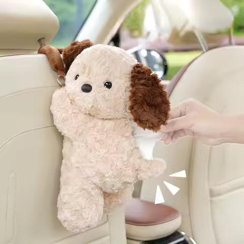Colgador de pañuelos Universal para coche, soporte creativo de felpa para muñeca, caja de papel para vehículo, 1 unidad Ahorra