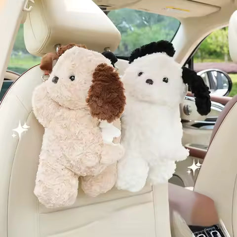 Colgador de pañuelos Universal para coche, soporte creativo de felpa para muñeca, caja de papel para vehículo, 1 unidad Ahorra