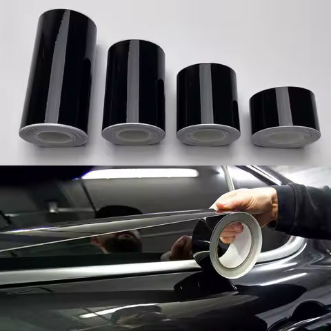 Pegatinas para coche de 3/5/7/10 cm, vinilo negro brillante, película adhesiva para ventanas, para pilar, capó, techo, puerta Ahorra