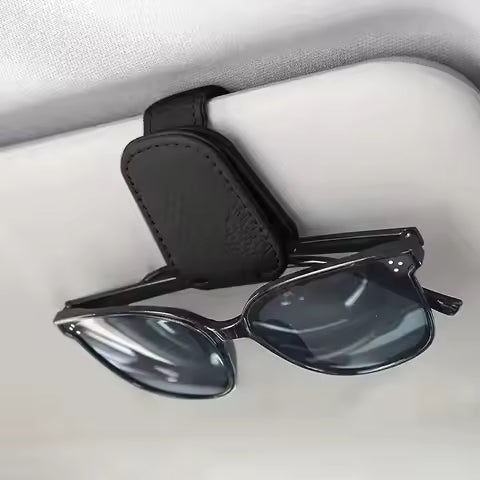 Soporte para Gafas de Sol (1 Pieza), Apto para Parasoles de Coche, Clip Magnético de Cuero para Gafas de Sol y Clip para Boletos, Accesorios para Parasoles de Coche