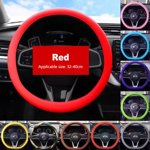 Protector de silicona antideslizante para volante de coche, accesorio Protector de volante de coche de 38cm, elástico, transpirable, Universal, para verano