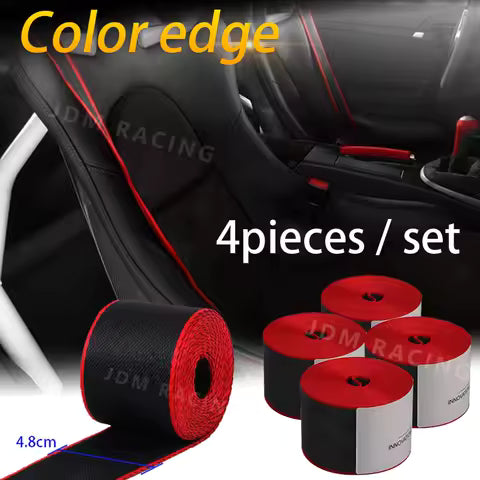 4 Uds. Cinturón de seguridad de coche con borde rojo, correas de poliéster para asiento, correa de seguridad de nailon, 3,6 M, 48MM, conversión de asiento de coche, accesorios DIY Ahorra