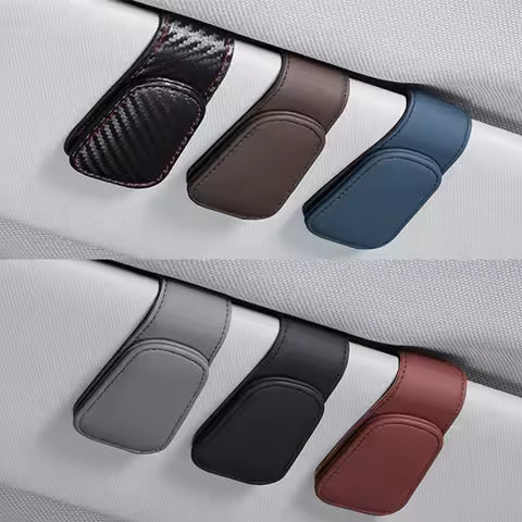 Colgador de gafas de sol Universal para coche, Clip de cuero, soporte magnético multifunción, almacenamiento de accesorios para automóvil Ahorra
