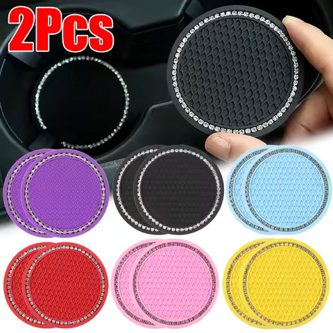 Posavasos para coche, soporte para vasos, alfombrilla antideslizante, dispositivo de silicona, esteras redondas de aislamiento térmico, accesorios de Interior de coche, 1/2 Uds. - con monedas