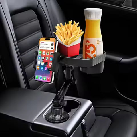 Soporte para teléfono y taza de coche, bandeja de montaje con rotación de 360 grados, ranura para mesa, accesorios de bebidas ajustables organizados para alimentos , ≥ 2 Uds