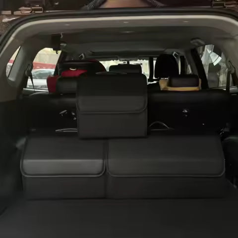 Caja de almacenamiento de cuero PU, organizador de almacenamiento de maletero de coche plegable multiusos, organizador de maletero de coche, accesorios para guardar y ordenar