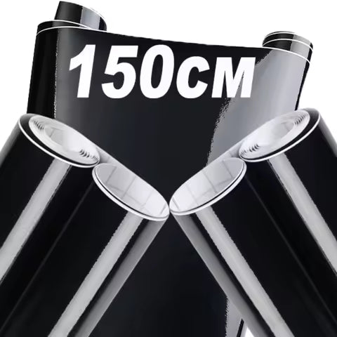 Vinilo Adhesivo Brillante Negro Piano, Vinilos Decorativos con Acabado Mate, Sin Burbujas, para Ventanas, Espejos, Autos, Bicicletas, Laptops