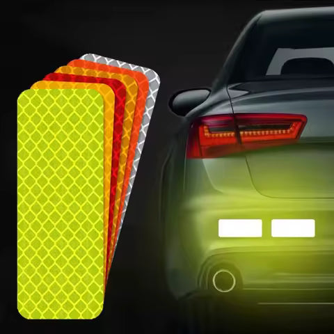 10 unids/set de pegatinas de tira de seguridad reflectantes para parachoques de coche, pegatina reflectante para coche, cinta de seguridad de advertencia reflectante