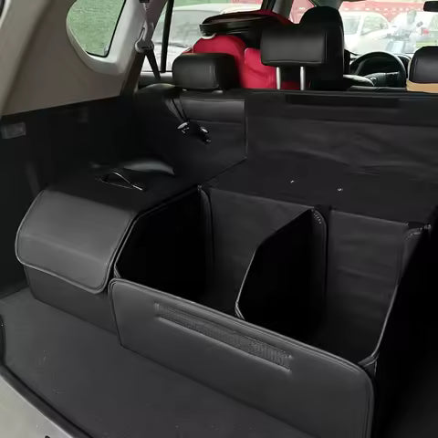 Caja de almacenamiento de cuero PU, organizador de almacenamiento de maletero de coche plegable multiusos, organizador de maletero de coche, accesorios para guardar y ordenar