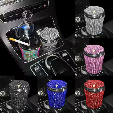 Cenicero portátil para coche, accesorio sin humo con indicador de luz LED, para mujer