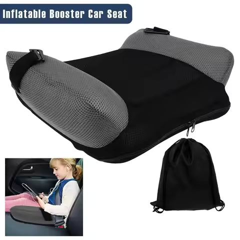 Asiento de coche elevador inflable, cojín de asiento inflable de viaje de PVC, cómodo asiento de coche portátil estrecho sin respaldo para niños 4.9